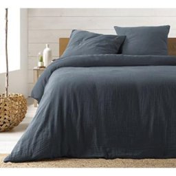 Parure de lit en Gaze de Coton 240x260cm - Plusieurs coloris - 240x260cm - bleu .