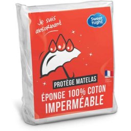 Sweetnight - Protège matelas 90x190 cm Bouclette en Coton Alèse Imperméable et Absorbante Respirant