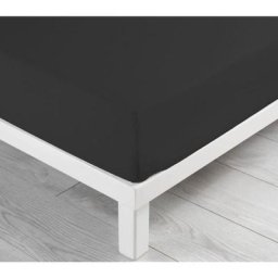 Drap Housse 100 % Coton - Lina - 90x190cm - noir.
