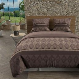 Soleil D'ocre - Ethno Parure Housse de Couette Coton 57 Fils, Brun, par 260 x 240 cm - Marron