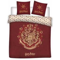 Parure de lit double réversible Harry Potter - Blason Hogwarts - Rouge - 200 cm x 200 cm