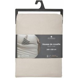Housse Couette 2 place 240x220cm en beige lin Atmosphera créateur d'intérieur - Lin
