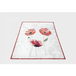 Soleil D'ocre - Plaid polaire imprimé et sherpa coquelicot 130x150 cm, par Blanc