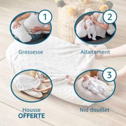 Coussin de maternité Evolutif '3 en 1' : Grossesse - Allaitement - Éveil de Bébé - µmotif |