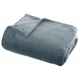 Atmosphera - Plaid uni bleu orage - Flanel - l 180 x l 130 cm - Livraison gratuite - Bleu