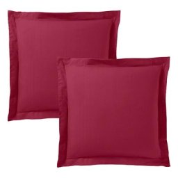 Univers Decor - Lot de 2 taies d'oreiller 63 x 63 cm / 100% coton 57 fils/cm² - Rouge - Rouge