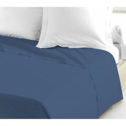 Drap plat 100% coton 57 fils couleurs - Bleu, matière - 100% coton, tailles - 180 x 290 cm - Bleu