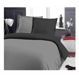 Parure de Lit Réversible 3 Pièces - Housse de Couette + 2 Taies d'oreiller - Bicolore - Anthracite