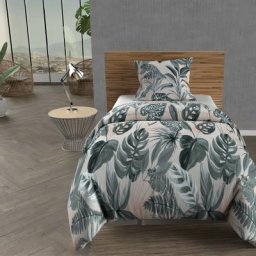 Soleil D'ocre - Tropic Parure Housse de Couette Coton 57 Fils, Vert, par 140 x 200 cm - Vert
