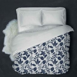 Couette imprimée double face 220x240 cm Feuilles bleues - Bleu