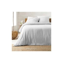 Parure de lit en Gaze de Coton 240x260cm - Plusieurs coloris - 240x260cm - blanc.