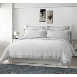 Parure de Lit 3 Pièces Bordure Coloré - Housse de Couette + 2 Taies d'Oreillers - Sublime - Gris