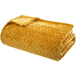 Plaid Flan 3D Losange Ocre - Atmosphera créateur d'intérieur - Ocre