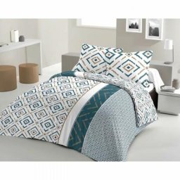 Lovely Home - Parure de couette Coton ethno Bleu canard 200x200cm