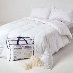 Couette tempérée 260 x 220 cm en duvet et plumes de canard 10,5 tog - Blanc - Homescapes