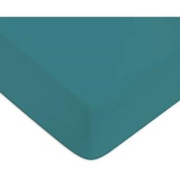Drap housse uni coton 57 fils bleu canard 140x200cm coton unis - canard