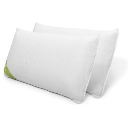 Pack 2 Oreillers Aloe Vera avec flocons viscoélastiques, fermeté moyenne, ergonomique, adaptable et