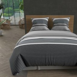 Thales Parure Housse de Couette Coton 57 Fils, Gris, par Soleil D'ocre 260 x 240 cm - Gris