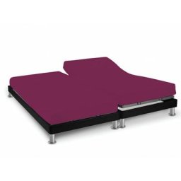 Soleil D'ocre - Drap housse 2x80x200 cm en coton 57 Fils uni cassis, pour lit à tête et pieds