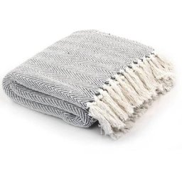 Vidaxl - Couverture coton à chevrons 160x210 cm Gris Grey