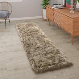 Paco Home - Tapis De Salon Fausse Fourrure Imitation Shaggy Coussins De Sol Forme Cœur Rond Beige,