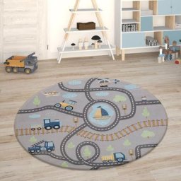 Paco Home - Tapis Chambre Enfant Tapis De Jeux Tapis Bébé Tapis Enfant Route Tapis De Jeux 120 cm