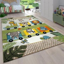 Paco Home Tapis Pour Enfant Poils Ras Chambre Enfant avec Motifs Animaux et Jungle 120x170 cm, Vert