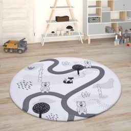 Paco Home - Tapis Chambre Enfant Tapis De Jeux Tapis Bébé Tapis Enfant Route Tapis De Jeux Blanc,