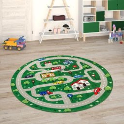 Paco Home - Tapis Chambre Enfant Tapis De Jeux Tapis Bébé Tapis Enfant Route Tapis De Jeux Vert,
