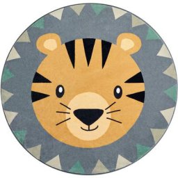 Paco Home - Tapis Rond Chambre Enfant Bebe Tête De Lion Tête D'ours Lavable En Machine 160 cm rond,