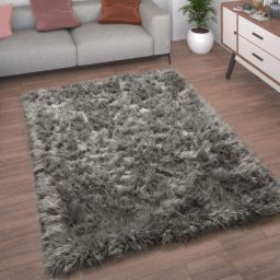 Paco Home - Tapis De Salon Fausse Fourrure Imitation Shaggy Coussins De Sol Forme Cœur Rond 120x170