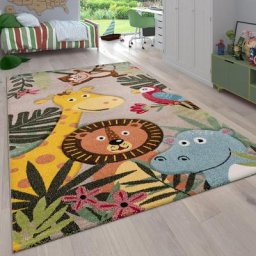 Paco Home - Tapis Pour Enfant Poils Ras Chambre Enfant avec Motifs Animaux et Jungle 120x170 cm,