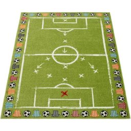 Paco Home - Tapis Enfant Garçon Chambre Enfant Tapis Jeux Poils Ras Terrain De Foot Vert 120x170 cm