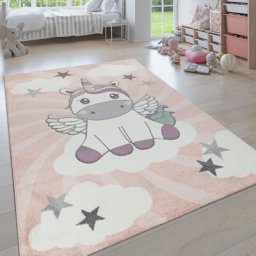 Paco Home - Tapis Enfant Moderne Pastel Chambre Animaux 3D 160x230 cm, Pink 6