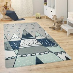 Paco Home - Tapis Chambre Enfant Tapis De Jeux Tapis Bébé Animaux Arc-En-Ciel Cœur 80x150 cm, Gris