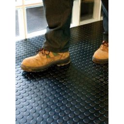 Comercial Candela - Tapis pvc Sol de Caotchouc 3mm Design Boutons Noir Taille 100X200 cm - Noir