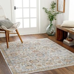 Surya - Tapis Lavable en Machine Vintage Oriental Gris et Or 160x213 cm