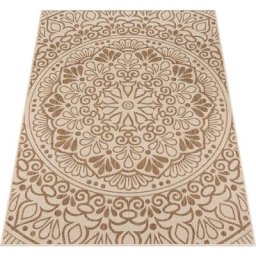 Paco Home - Tapis Exterieur Terrasse Salon Cuisine Motif Oriental Mandala Motif Fleuri Beige 80x150