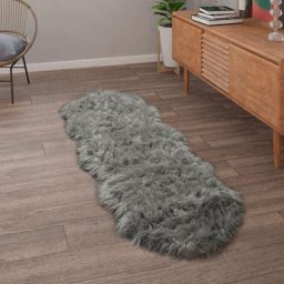 Paco Home - Tapis De Salon Fausse Fourrure Imitation Shaggy Coussins De Sol Forme Cœur Rond