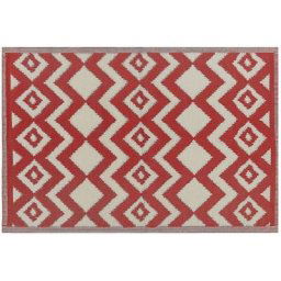Tapis Extérieur Intérieur Synthètique au Motif Zigzag Rouge et Blanc Polyvalent Décoratif et
