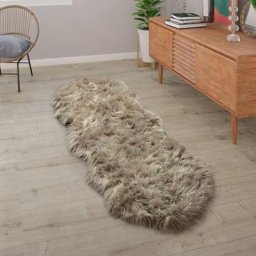 Paco Home - Tapis De Salon Fausse Fourrure Imitation Shaggy Coussins De Sol Forme Cœur Rond Beige,