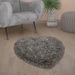 Paco Home - Tapis De Salon Fausse Fourrure Imitation Shaggy Coussins De Sol Forme Cœur Rond