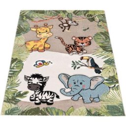 Paco Home - Tapis Pour Enfant Jungle Animaux Beige Crème 80x150 cm