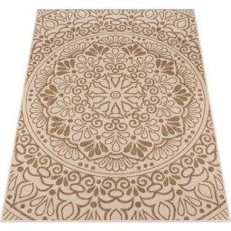 Paco Home - Tapis Exterieur Terrasse Salon Cuisine Motif Oriental Mandala Motif Fleuri Beige