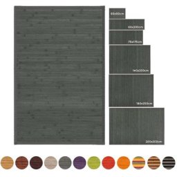 Tapis de salon en bambou gris 140x200 cm
