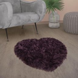 Paco Home - Tapis De Salon Fausse Fourrure Imitation Shaggy Coussins De Sol Forme Cœur Rond