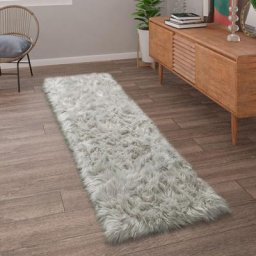 Paco Home - Tapis De Salon Fausse Fourrure Imitation Shaggy Coussins De Sol Forme Cœur Rond Gris,