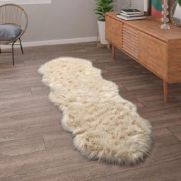 Paco Home - Tapis De Salon Fausse Fourrure Imitation Shaggy Coussins De Sol Forme Cœur Rond Crème,