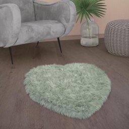 Paco Home - Tapis De Salon Fausse Fourrure Imitation Shaggy Coussins De Sol Forme Cœur Rond 80x75