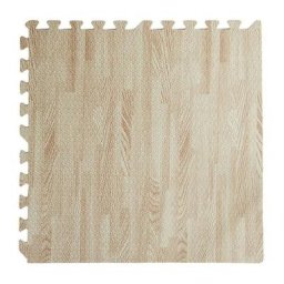 Tapis Puzzle Blanc Doux Effet Bois 60 x 60 x 0,8 Cm pour Enfants Jeu Intérieur 4Pcs